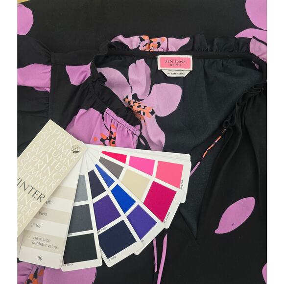 Kate Spade Grande Floral Tie Neck Shell - Picture 4 of 6